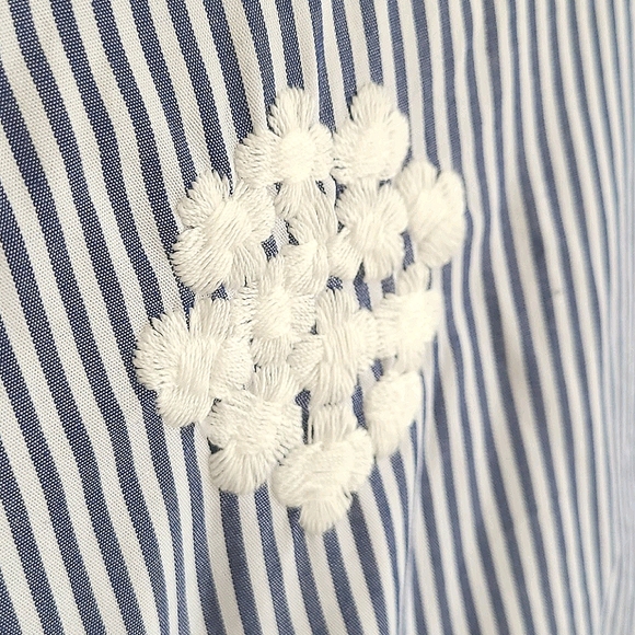 Floral Embroidered Striped Oversized Top - Picture 3 of 8